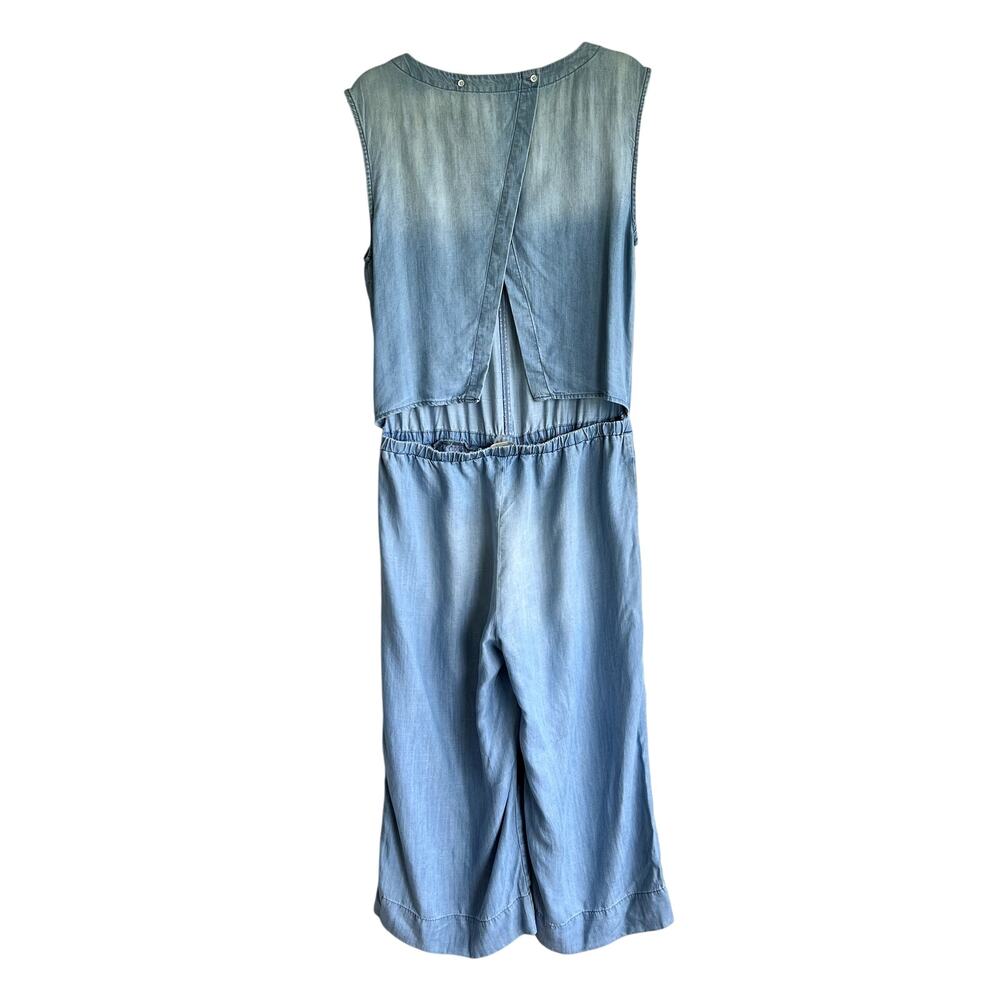 Anthropologie Cloth & Stone Chambray Denim‎ Jumpsuit Size Medium Preppy Weekend - Picture 2 of 5